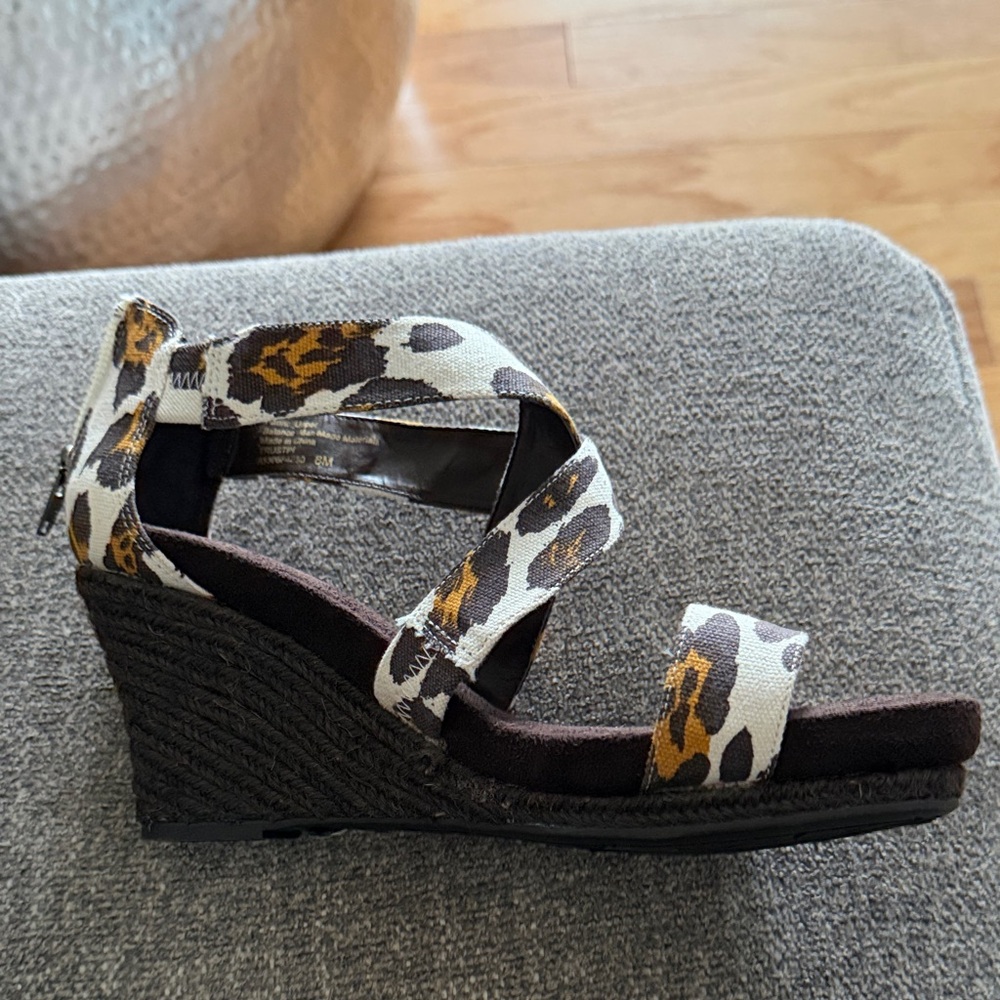 Dr. Scholl's Women's Leopard Print Sandal in Brown, White & Yellow - Picture 3 of 5